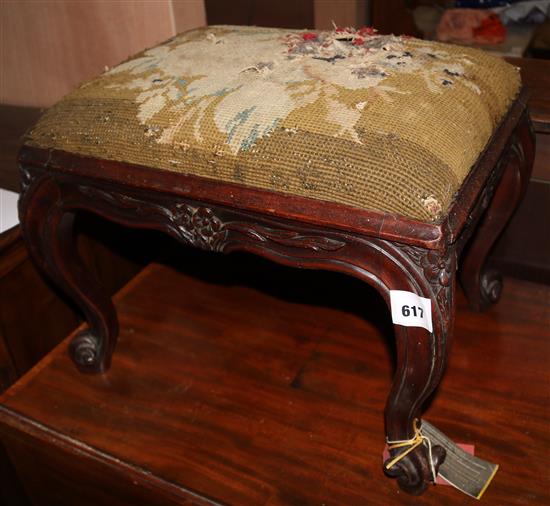 A Victorian mahogany dressing stool